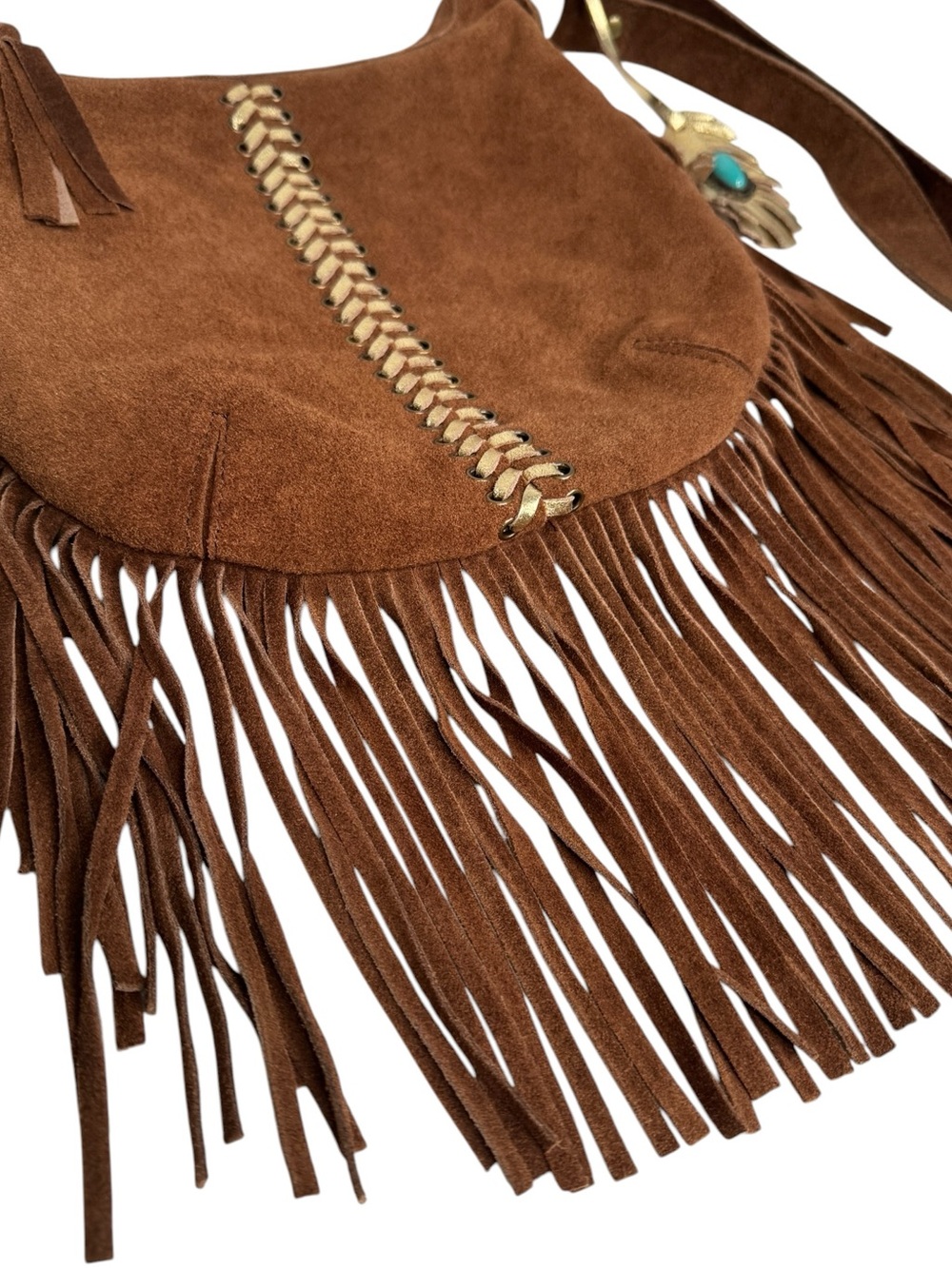 Idyllwind Brown Leather Suede Fringe Crossbody - Picture 3 of 8